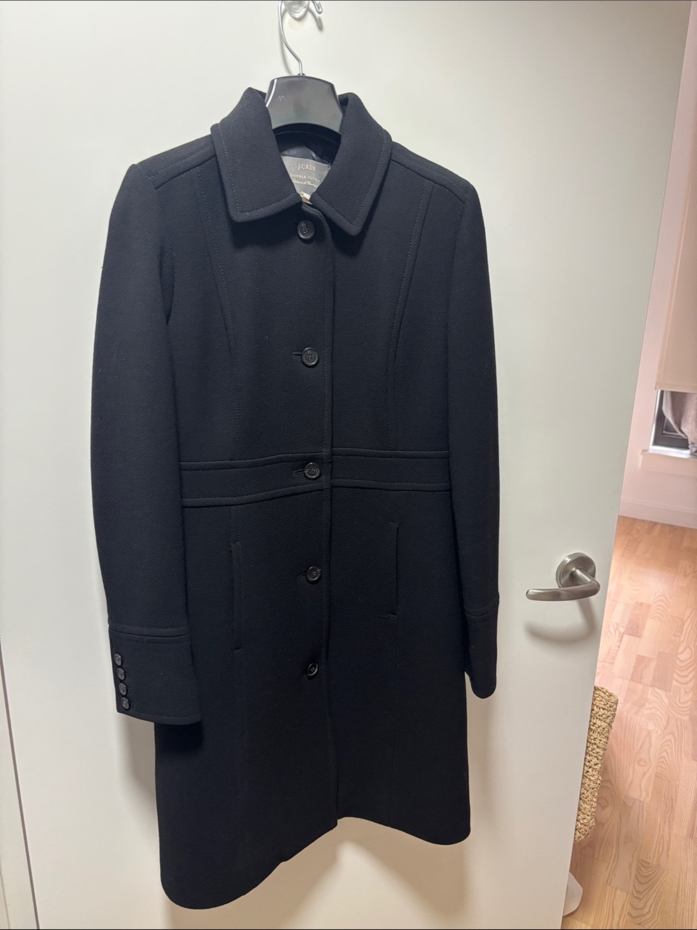 J. Crew Double Cloth Pea Coat in Black